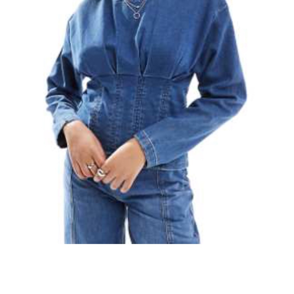 ASOS Blue Denim-Look Long Sleeve Top
